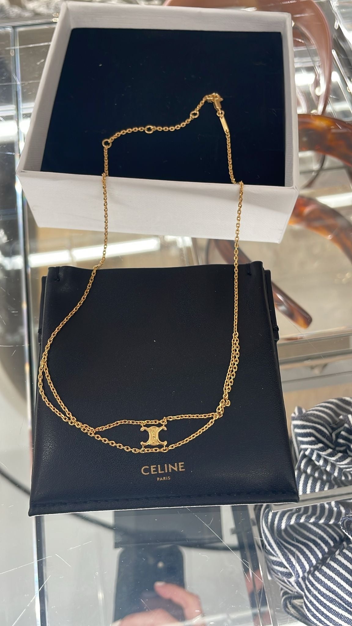 CELINE Triomphe Suspended Necklace Brass(Gold)