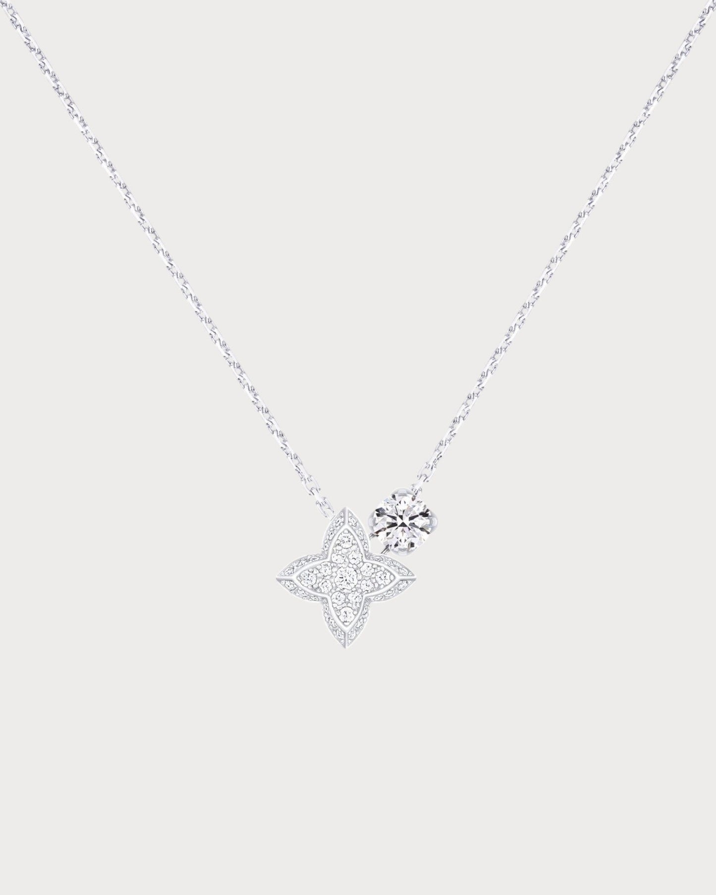 LOUIS VUITTON Q03000 LV Diamonds Double Pendant, Round Brilliant Cut(Silver)