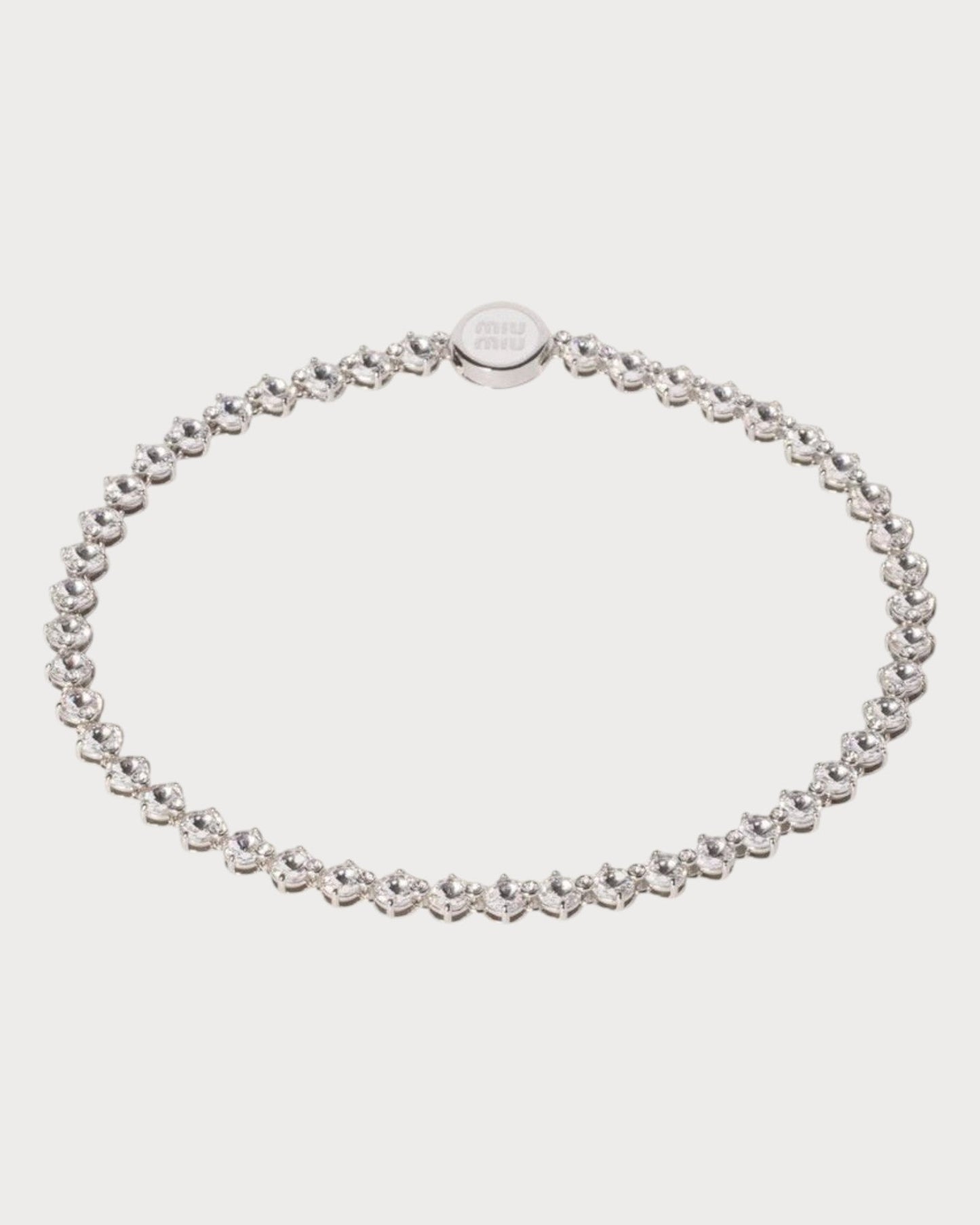 MIU MIU Metal Necklace with Crystals(Silver)