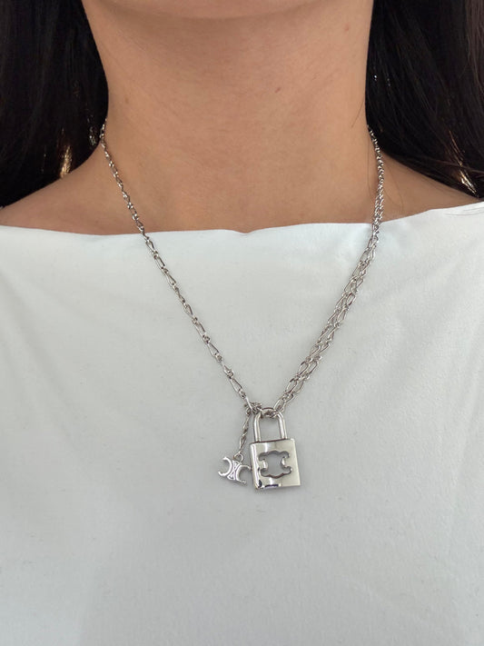 CELINE Triomphe Lock Necklace Brass(2 Colors)