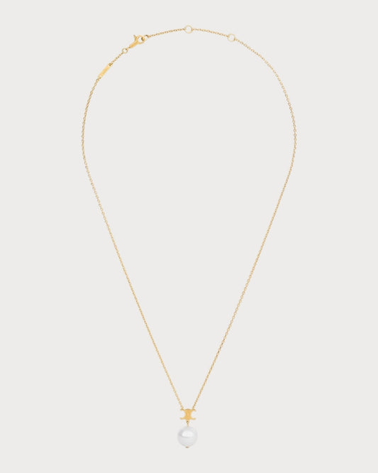 CELINE Les Perles Celine Necklace Resin Pearl & Brass(Gold)