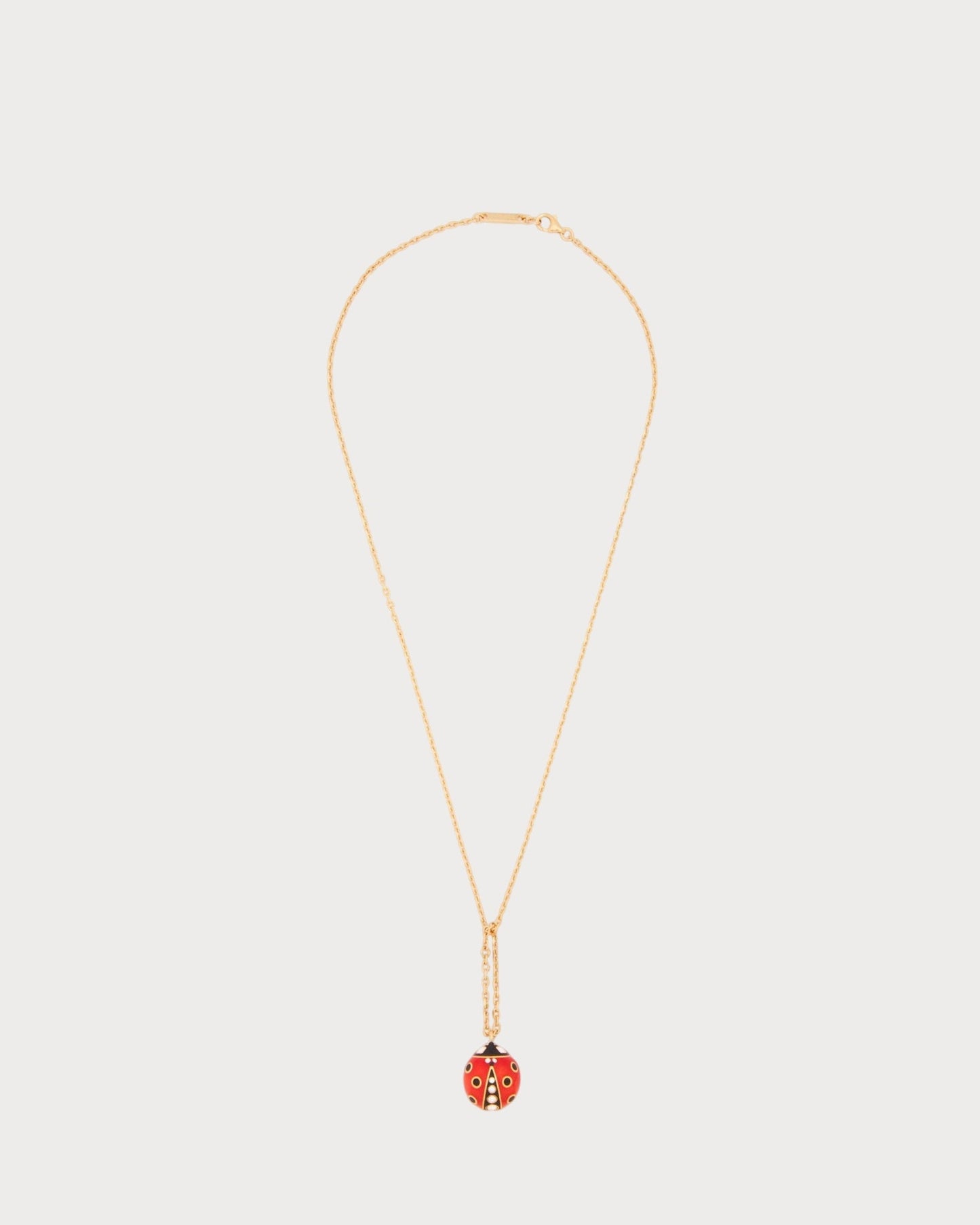 LOEWE Dangling Ladybug Necklace in Sterling Silver Enamel and Crystals(Gold)