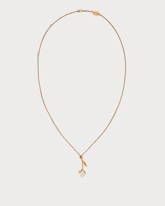 LORO PIANA Linen Flower Bud Necklace(Gold/White)