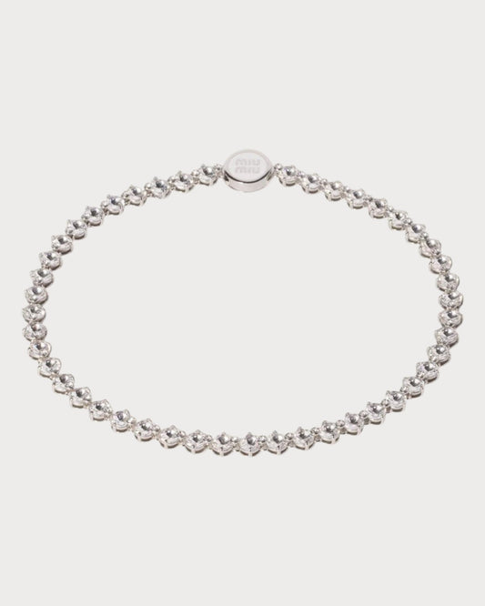 MIU MIU Metal Necklace with Crystals(Silver)