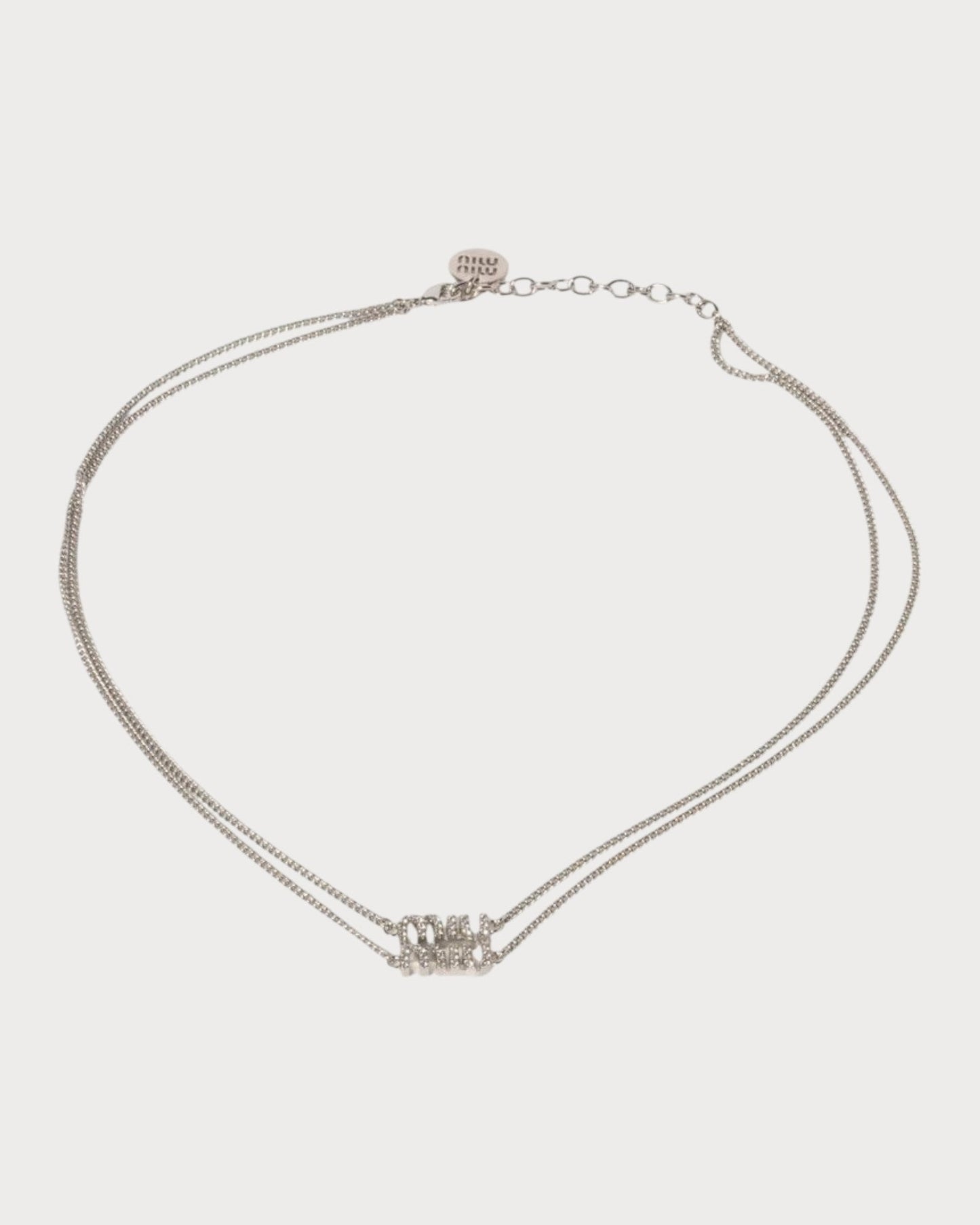 MIU MIU Metal Necklace with Crystals(Silver)