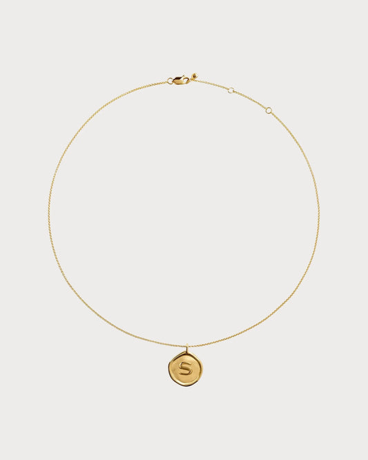 MONICA VINADER Initial S Stamp 18ct Yellow Gold Vermeil Necklace(Gold)