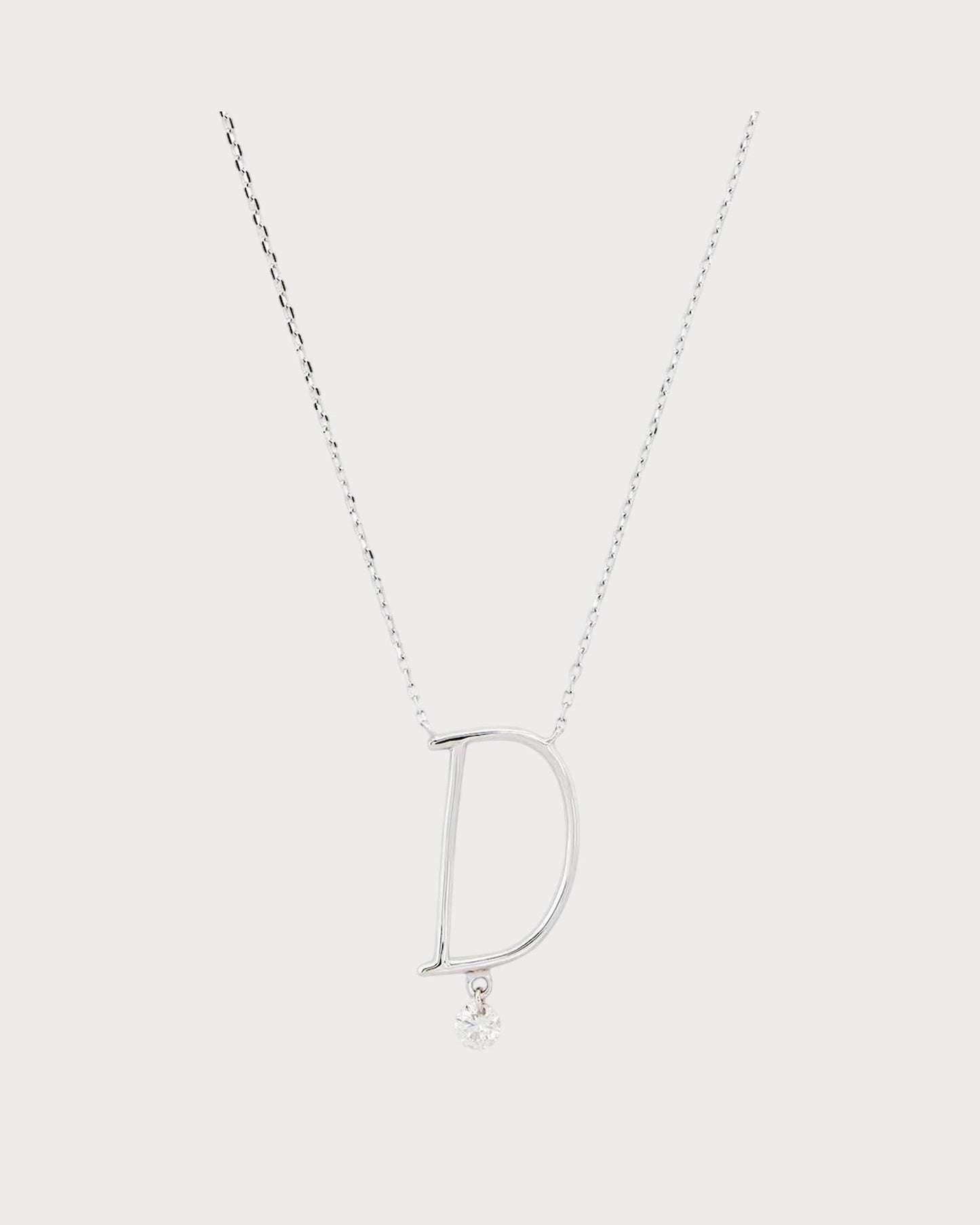 PERSEE White Gold and Diamond Alphabet D Necklace(White Gold)