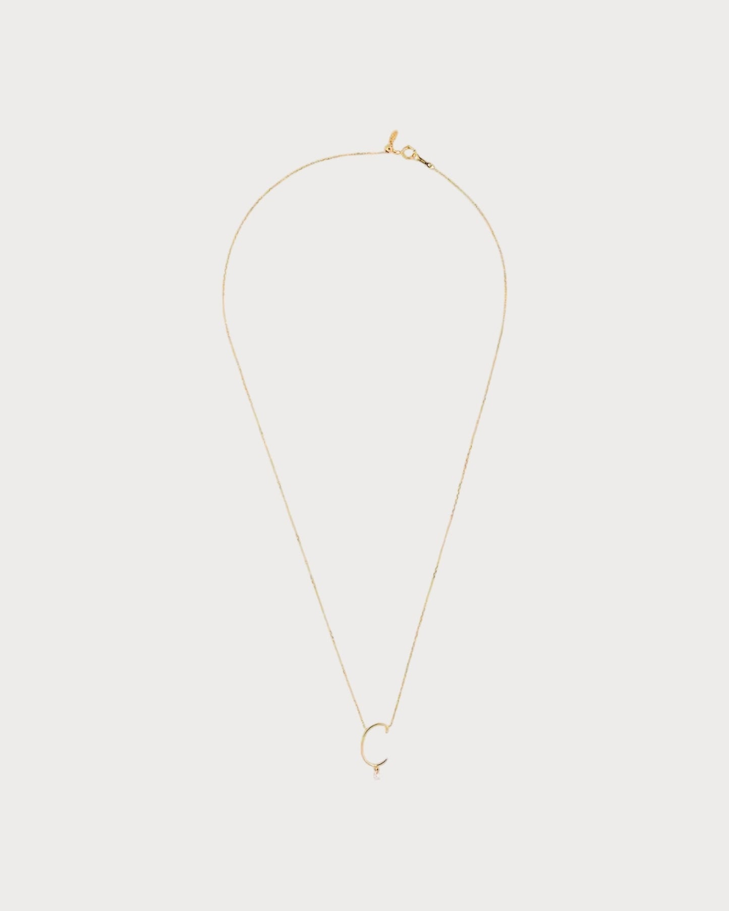 PERSEE Yellow Gold and Diamond Alphabet C Necklace(Yellow Gold)