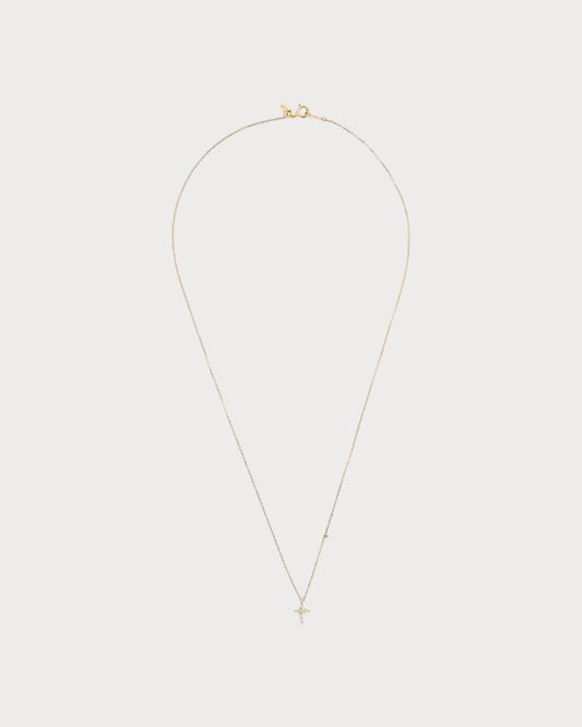 PERSEE Yellow Gold and Diamond Symbols Cross Necklace(Yellow Gold)