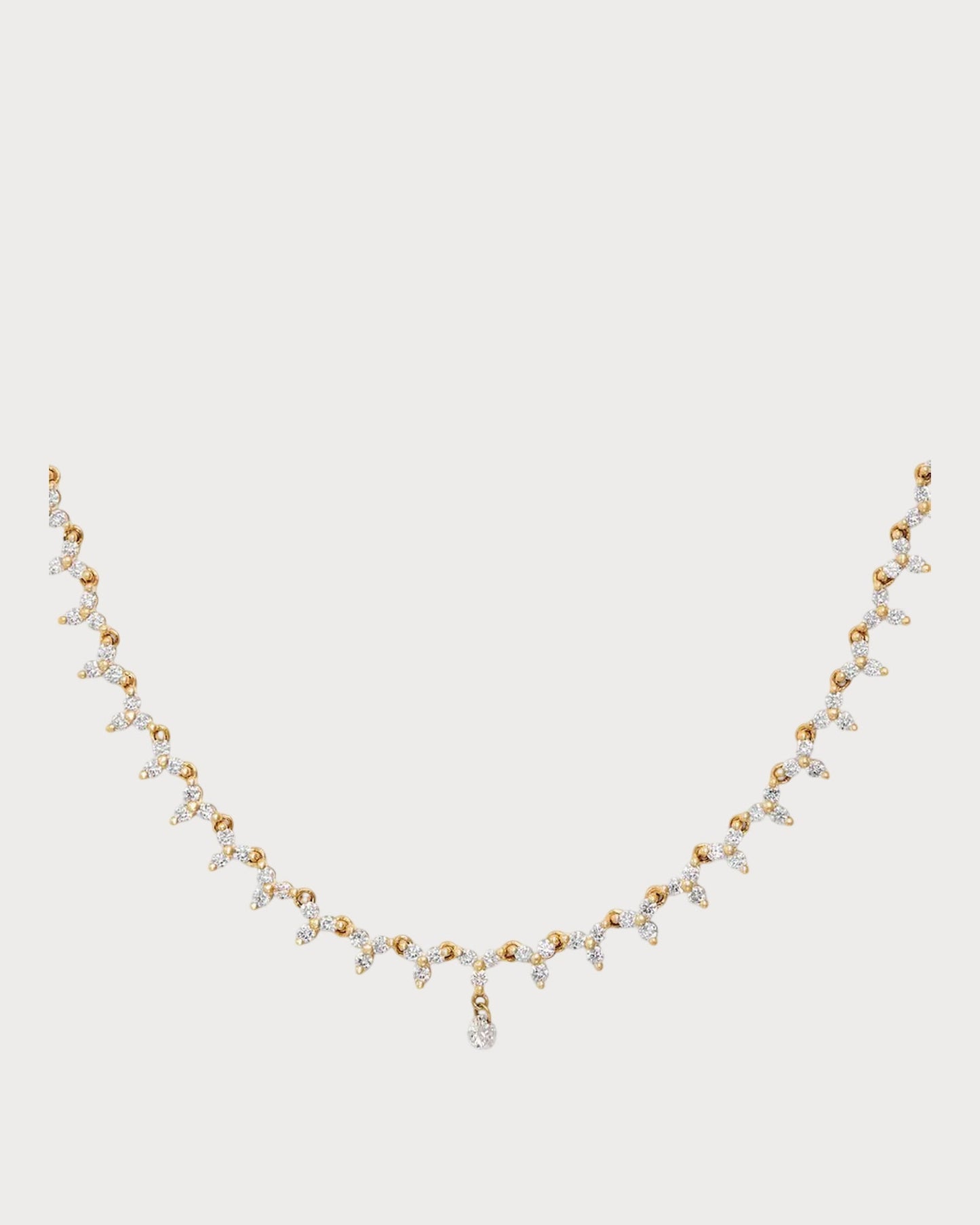 PERSEE Yellow Gold and Diamond Triangle Tennis Necklace(Yellow Gold)