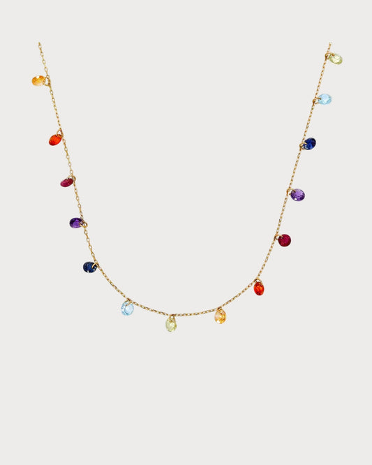 PERSEE Yellow Gold and Multicoloured Stone Chakras Necklace(Yellow Gold)