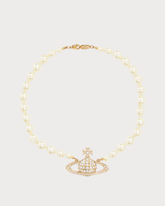 VIVIENNE WESTWOOD One Row Pearl Bas Relief Choker Brass(2 Colors)