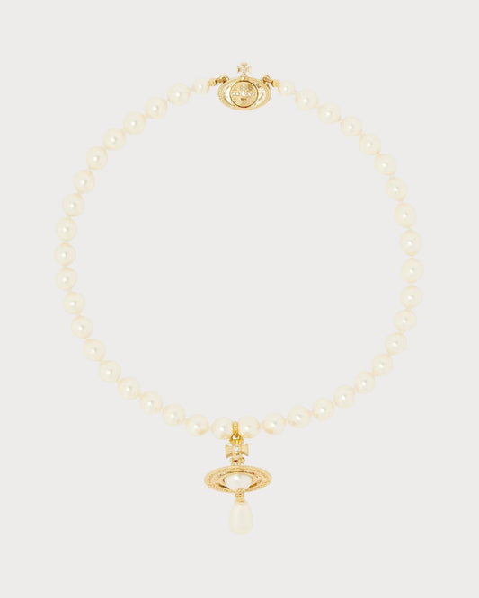 VIVIENNE WESTWOOD Orb Gold-Tone Brass and Faux-Pearl Choker Necklace(Gold)